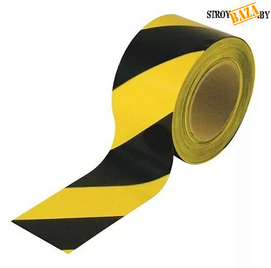 Лента сигнальная желто-черная, 48мм*25м, шт. в строительном интернет-магазине StroyBaza.by 
