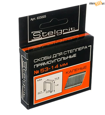 Скобы для мебельного степлера каленые 14x0,7 мм 1000 шт./уп. "Stelgrit в строительном интернет-магазине StroyBaza.by 