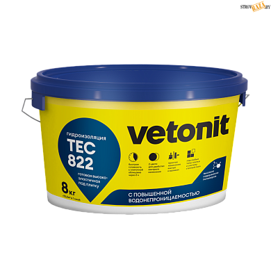 Готовая гидроизоляционная мастика Vetonit.tec 822 Цвет: СЕРЫЙ 8 кг, шт в строительном интернет-магазине StroyBaza.by 