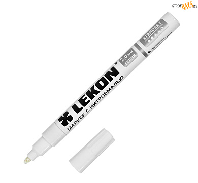Маркер LEKON с нитроэмалью (лаковый) 2 мм. цвет: белый в строительном интернет-магазине StroyBaza.by 