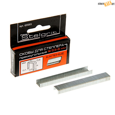 Скобы для мебельного степлера каленые 6x0,7 мм 1000 шт./уп. "Stelgrit" в строительном интернет-магазине StroyBaza.by 