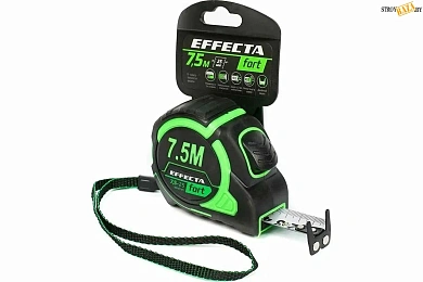 Рулетка Effecta Fort  7,5м/25 мм, магнит, автостоп, лента -2стор шкала в строительном интернет-магазине StroyBaza.by 