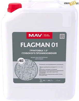 Грунтовка ВД-АК-01 бесцветная FLAGMAN 01 глубокого проникновения 10л, 10кг в строительном интернет-магазине StroyBaza.by 