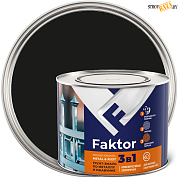 Грунт-эмаль FAKTOR на ржавчину 3 в 1 черная, банка 1,9 кг в строительном интернет-магазине StroyBaza.by 