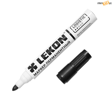 Маркер перманентный LEKON LOGISTIC Черный 3 мм (пулевидный наконечник) в строительном интернет-магазине StroyBaza.by 