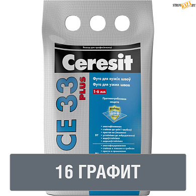 Фуга Ceresit СЕ 33 графит № 16 (2 кг), для узких швов, шт в строительном интернет-магазине StroyBaza.by 