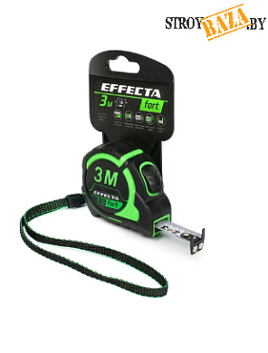 Рулетка Effecta Fort  3м/16 мм, магнит, автостоп, лента -2стор шкала-  в строительном интернет-магазине StroyBaza.by 