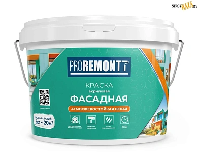 Краска фасадная PROREMONTT белая 14кг в строительном интернет-магазине StroyBaza.by 