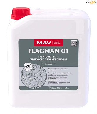 Грунтовка ВД-АК-01 бесцветная FLAGMAN 01 глубокого проникн 5л,5кг, шт в строительном интернет-магазине StroyBaza.by 
