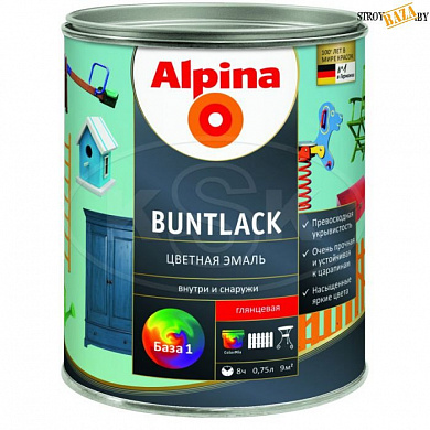 Эмаль алкидн. Alpina Buntlack цветная, глянцевая База 1 713 мл / 0,799 кг в строительном интернет-магазине StroyBaza.by 
