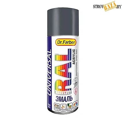 Эмаль-аэрозоль Dr.Farber акриловая универсальная Ral 7024 глянцевая 520 мл в строительном интернет-магазине StroyBaza.by 