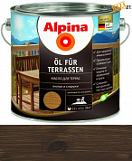 Масло для террас Alpina Oel fuer Terrassen, Темный 2,5 л / 2,5 кг в строительном интернет-магазине StroyBaza.by 