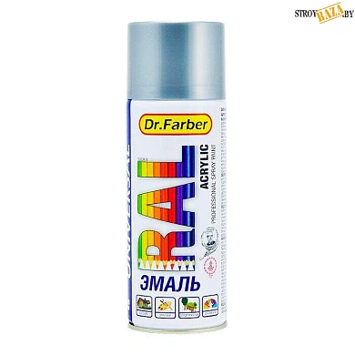 Эмаль-аэрозоль Dr.Farber акриловая универс. Ral 9006  глянцевая 520мл в строительном интернет-магазине StroyBaza.by 