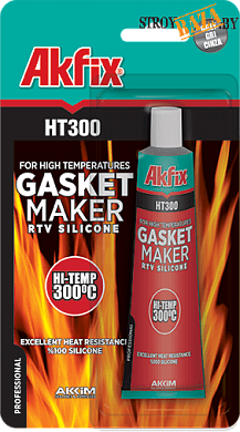 Akfix HT300 Термостойкий силикон 50 гр. Блистер Красный в строительном интернет-магазине StroyBaza.by 