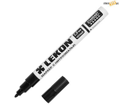 Маркер LEKON с нитроэмалью (лаковый) 2 мм. цвет: черный в строительном интернет-магазине StroyBaza.by 