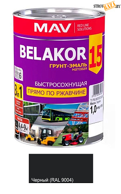 Грунт-эмаль Belakor 15 быстросохн RAL 9004 мат 1,0л, 0,9кг в строительном интернет-магазине StroyBaza.by 