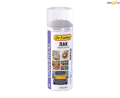 Лак-аэрозоль Dr.Farber акриловая универсальная бесцветный  глянцевый 520 мл в строительном интернет-магазине StroyBaza.by 
