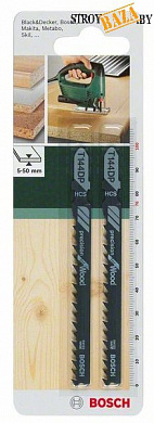 Пилка для лобзика по дереву, Bosch T144DP HCS, набор 2шт в строительном интернет-магазине StroyBaza.by 